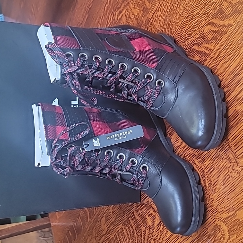 Sorel Lexie Wedge Boot Ted Black Buffalo Plaid